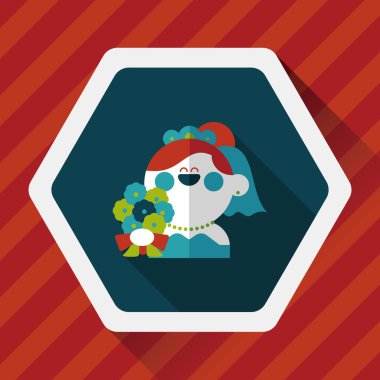 Gelinin düz ikonu, uzun gölgeli, eps10