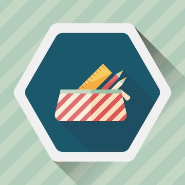 긴 그림자, eps10와 함께 연필 상자 플랫 아이콘