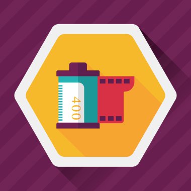 kamera film, uzun gölge ile düz simgesi