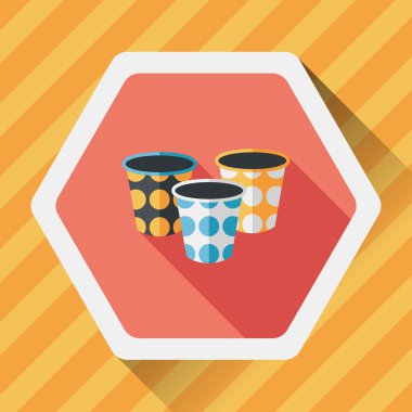 kağıt bardak düz simgesi ile uzun gölge, eps10