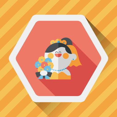 Gelinin düz ikonu, uzun gölgeli, eps10