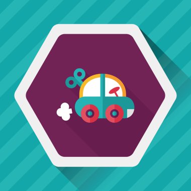 oyuncak araba düz simgesi ile uzun gölge, eps10