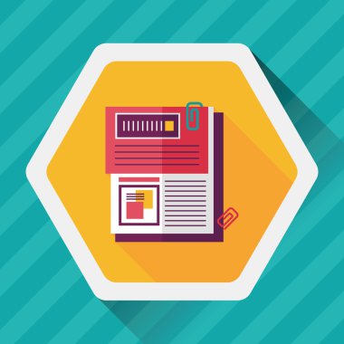 belgeyi düz simgesi ile uzun gölge, eps10