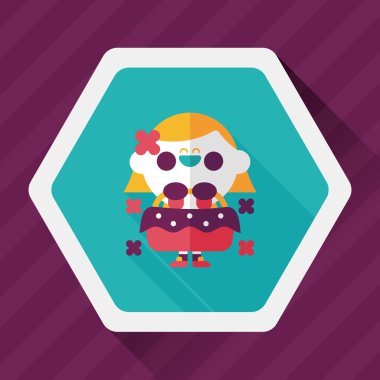 düğün çiçeği kız düz ikon, uzun gölge, eps10