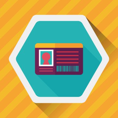 kimlik kartı ile uzun gölge düz simgesi