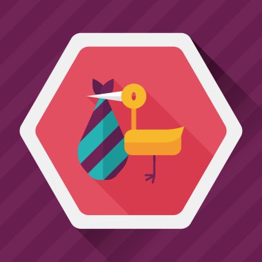 kuş ve bebek düz simgesi ile uzun gölge, eps10