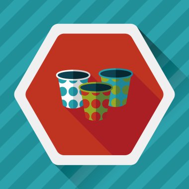 kağıt bardak düz simgesi ile uzun gölge, eps10