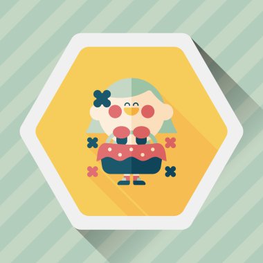 düğün çiçeği kız düz ikon, uzun gölge, eps10