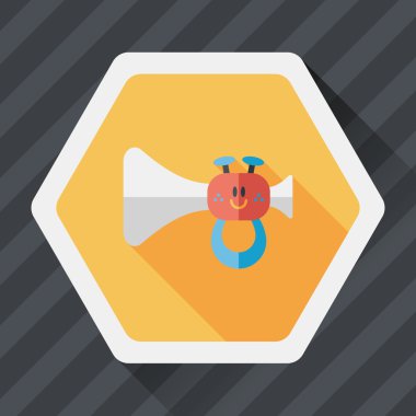 trompet veya boynuzu oyuncak düz simgesi ile uzun gölge, eps10