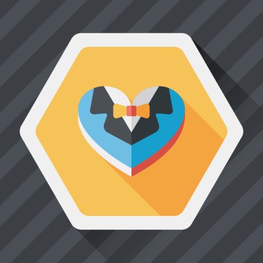 Düğün damat takım elbise uzun sha ile çerezleri düz simgesi kutu şeklinde