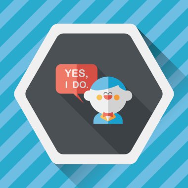 Evet düğün ben kelimeleri uzun gölge, eps ile damat düz simgesinden yapmak