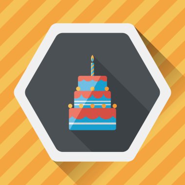 doğum günü pastası düz simgesi ile uzun gölge, eps10