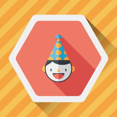 verjaardag partij jongen platte pictogram met lange schaduw, eps10