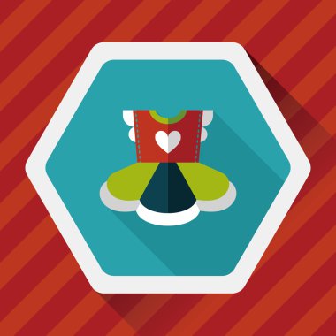 Çocuk elbise düz simgesi ile uzun gölge, eps10