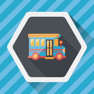 okul otobüsü düz simgesi ile uzun gölge, eps10