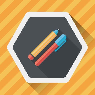 Uzun Gölge, eps10 kalem ve kurşun kalem düz simgesi