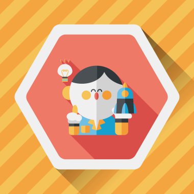 Uzay bilim adamları uzun gölge, eps10 düz simgesiyle