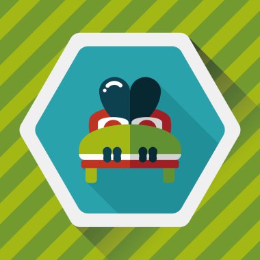 Düğün çifti yatak düz ikonu, uzun gölge, eps10