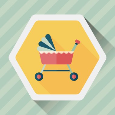 Bebek beşik yatak düz simgesiyle uzun gölge, eps10