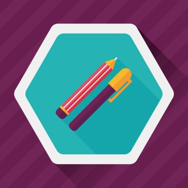 Uzun Gölge, eps10 kalem ve kurşun kalem düz simgesi