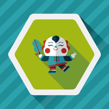 Çin yeni yılı uzun gölge, eps10, Maitreya bez bebek ile düz simgesi