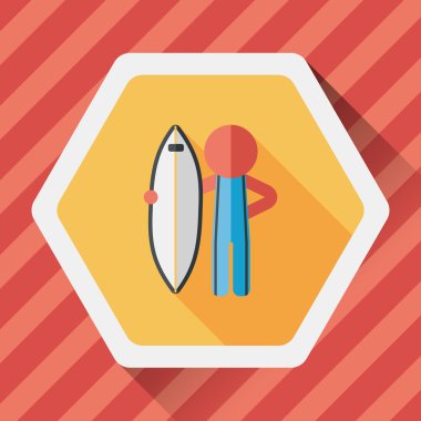 uzun gölge ile sörf düz simgesi