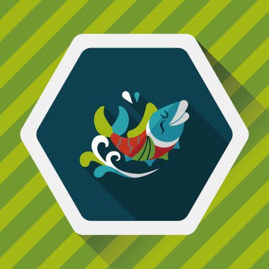 Çin yeni yılı uzun gölge, eps10, Çinli bir dekor ile düz simgesi