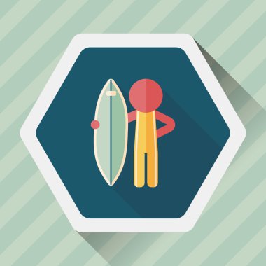 uzun gölge ile sörf düz simgesi