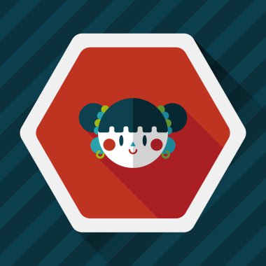 Çin yeni yılı kız uzun gölge, eps10 düz simgesiyle