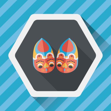 Uzun Gölge, eps10 ile işlemeli ayakkabılar düz simgesi 