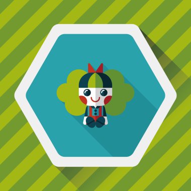 Uzun Gölge, eps 10 ile kız bebek oyuncak düz simgesi