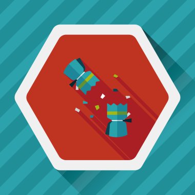 Noel fişeği düz simgesi ile uzun gölge, eps10