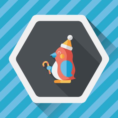 penguen düz simgesi ile uzun gölge, eps10