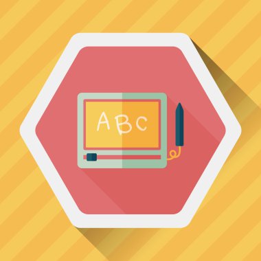 uzun gölge ile çocuk çizim kurulu düz simgesi