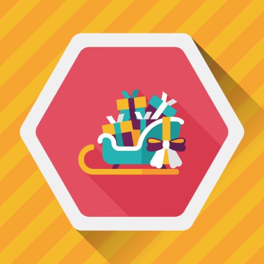 Uzun Gölge, eps10 ile Noel kızak hediye sepeti düz simgesi