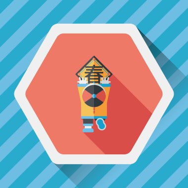 Çin yeni yılı uzun gölge, eps10, küçük bo düz simgesiyle