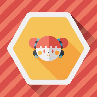 Çin yeni yılı kız uzun gölge, eps10 düz simgesiyle