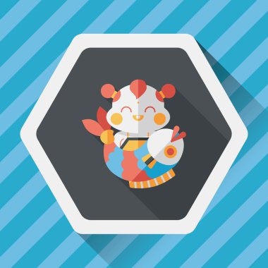 Çin yeni yılı uzun gölge, eps10 Çin maskot düz simgesiyle