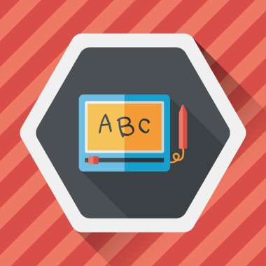 uzun gölge ile çocuk çizim kurulu düz simgesi