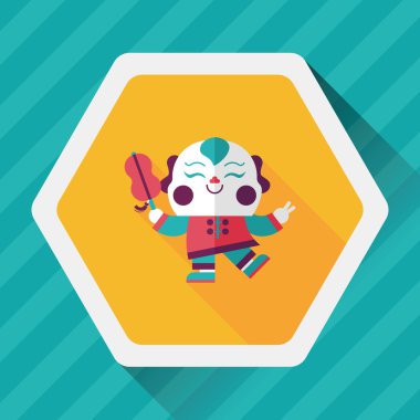 Çin yeni yılı uzun gölge, eps10, Maitreya bez bebek ile düz simgesi