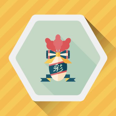 Çin yeni yılı düz simgesi ile uzun gölge, eps10, şanslı beyaz r