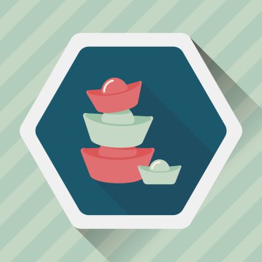 Çin yeni yılı uzun gölge, eps10, Altın külçe de düz simgesiyle