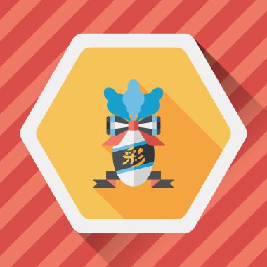 Çin yeni yılı düz simgesi ile uzun gölge, eps10, şanslı beyaz r