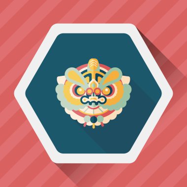 Çin yeni yılı düz simgesi ile uzun gölge, eps10, dragon ve