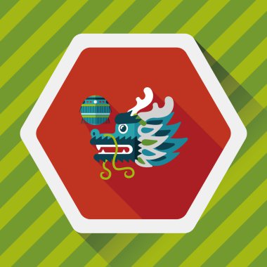 Çin yeni yılı düz simgesi ile uzun gölge, eps10, dragon ve