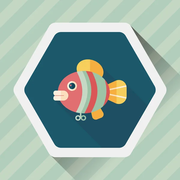 Fish toy flat icon with long shadow, eps 10 — стоковый вектор