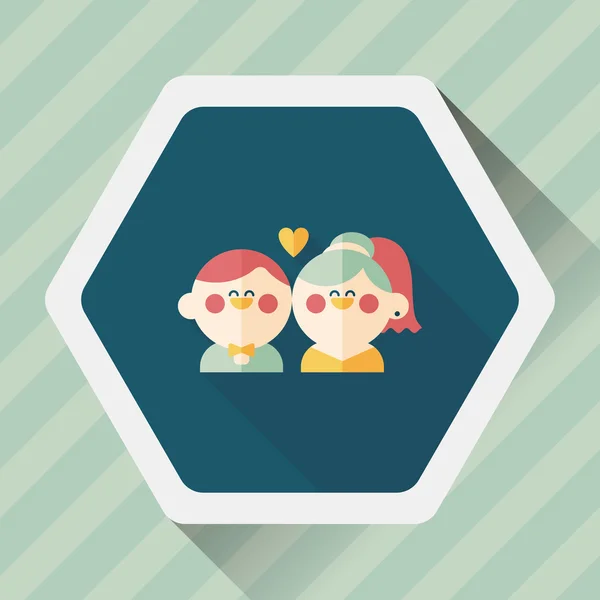 Pareja de boda icono plano con sombra larga, eps10 — Vector de stock