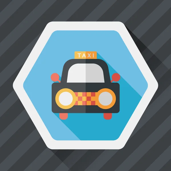 Taxi platte pictogram met lange schaduw — Stockvector