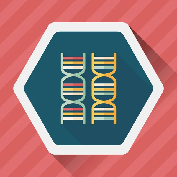 Ikon datar DNA dengan bayangan panjang - Stok Vektor
