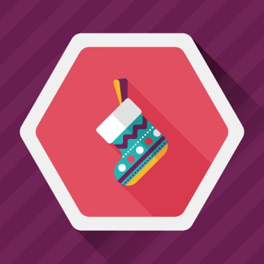 calcetín de Navidad icono plana con sombra, eps10